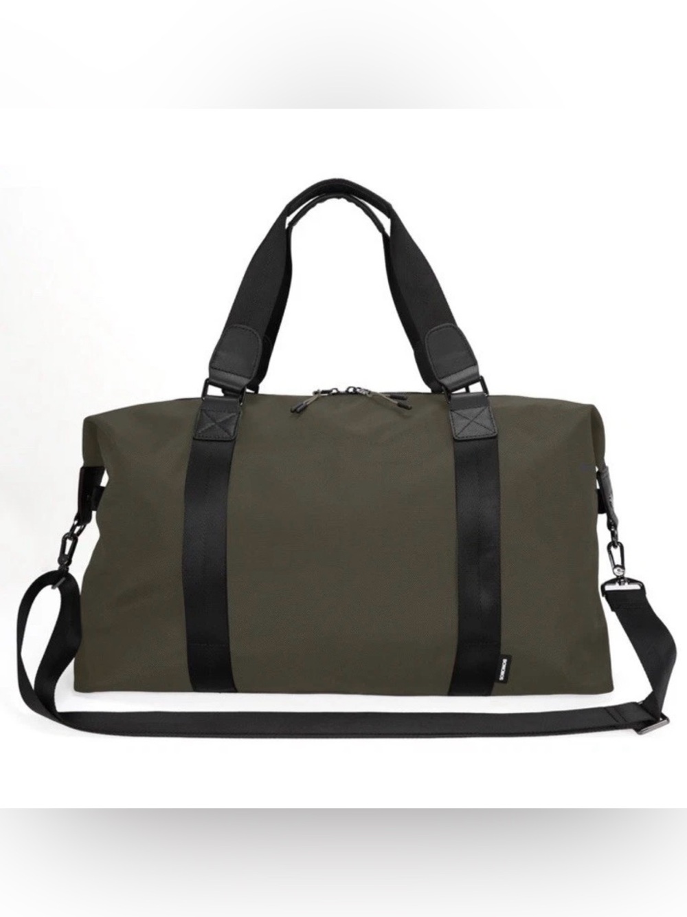 Bonobos Ballistic Nylon Duffle Bag in Olive•Leather Accents•Adjustable
Strap•NWT